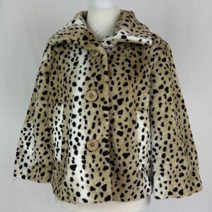 Cheetah Faux Fur Chubby Small Jacket Coat Erin London High Neck Big Buttons